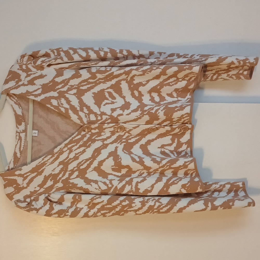 Nine West "Caramel & White" Animal Pattern Cardigan in Size XXL (NWOT)